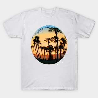 Palm Trees in a Golden Glow sunset sky in Los Angeles California Beach T-Shirt